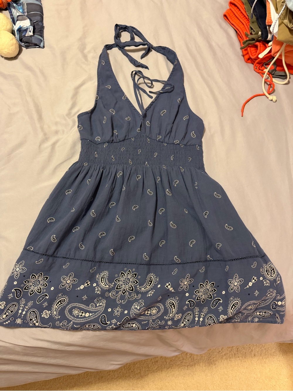 AE Navy Paisley Halter Sundress - size m